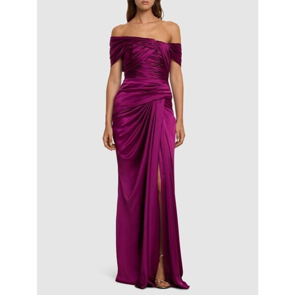 ZUHAIR MURAD Off-the-shoulder draped satin long dress Size 34 (2) $4050